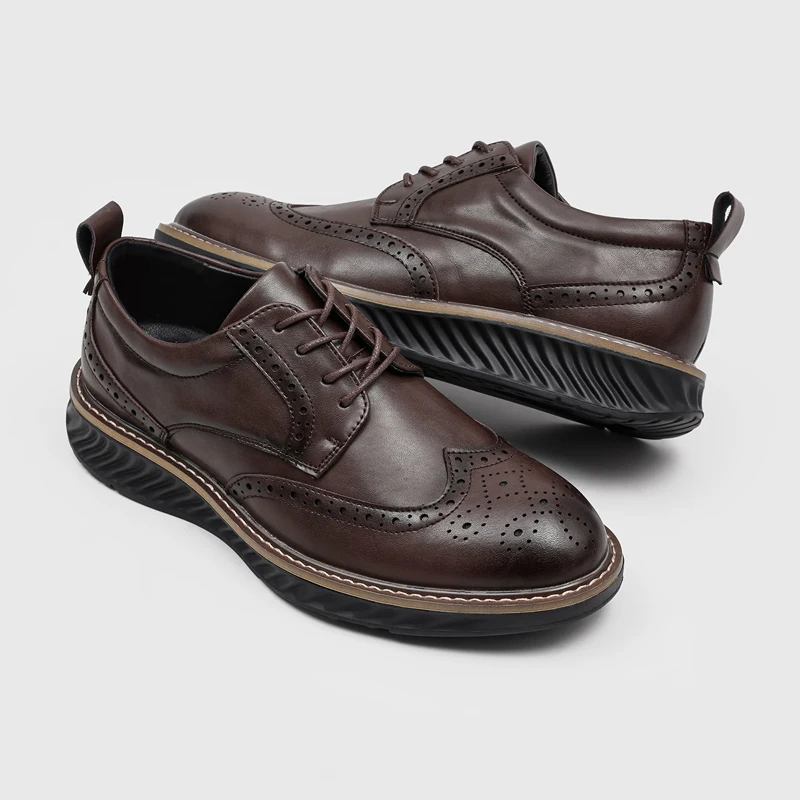 Retro Men Brogues Shoes Black-brown Color High-quality Casual Lace-up Business Office Derby Shoes Social Shoes Sizes 39-44