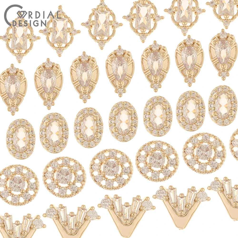 

Cordial Design 50Pcs Hand Made/DIY Accessories/Cubic Zircon/Genuine Gold Plating/Fingernail Making/Jewelry Findings & Components