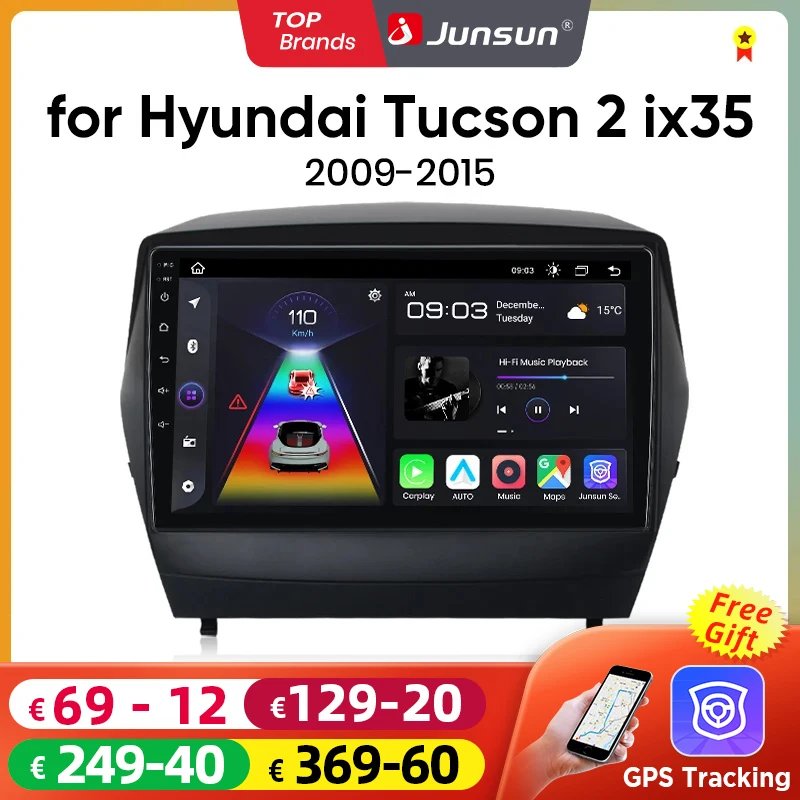 Junsun Android Wireless CarPlay Auto Car Radio For Hyundai Tucson 2 ix35 2009-2015 Intelligent Systems DSP SWC RDS GPS FM BT