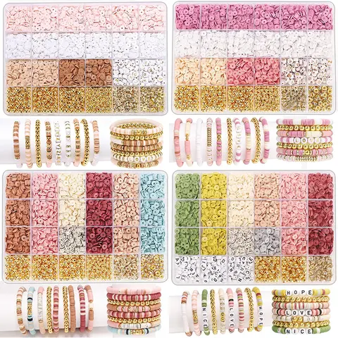 Kit de fabrication de bracelets en perles d'argile, Style bricolage, Kit de perles d'amitié avec lettres dorées pour la fabrication de bijoux, cadeau d'anniversaire pour femmes et adolescentes