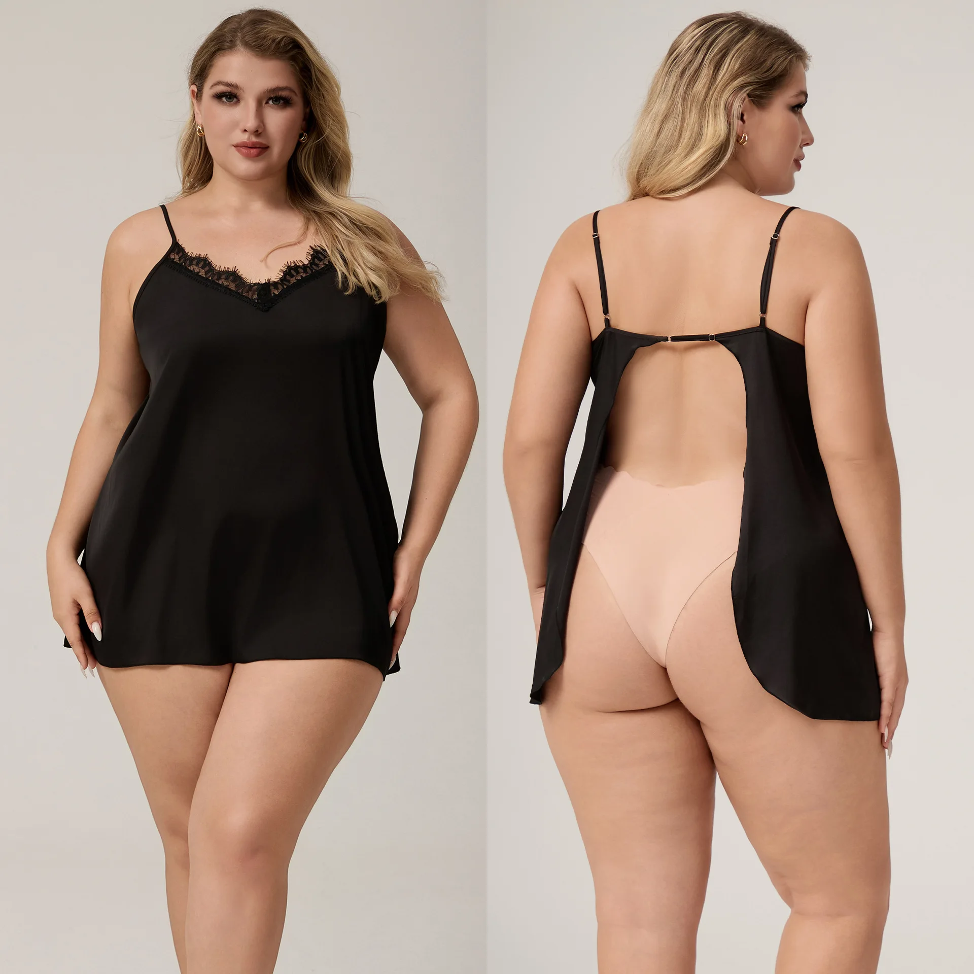 

Sexy Backless Nightgown Intimate Lingerie Summer Black Suspender Nightdress Home Dress Female Nightie Lounge Wear