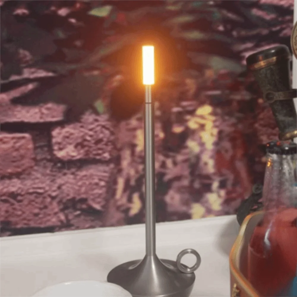 USB Charging Candlelight Table Lamp Touch Control Metal Construction Charging Table Lamp LED Light Source Simple Design