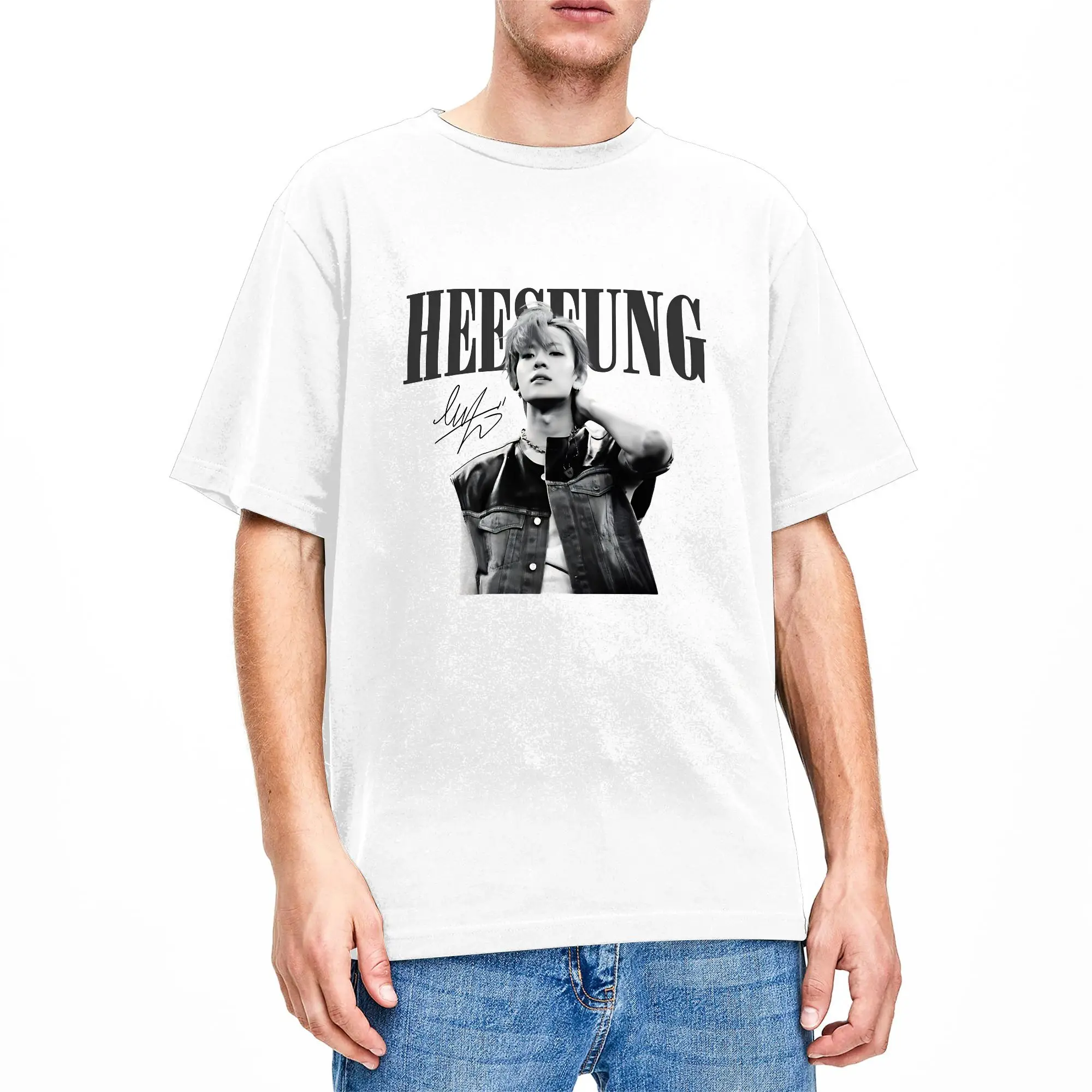 Men Lngshots Kpop Heeseung T-Shirts  100 Cotton Tops Summer Vintage Short-Sleeve T Shirt Round Neck Leisure Casual Tee Shirt