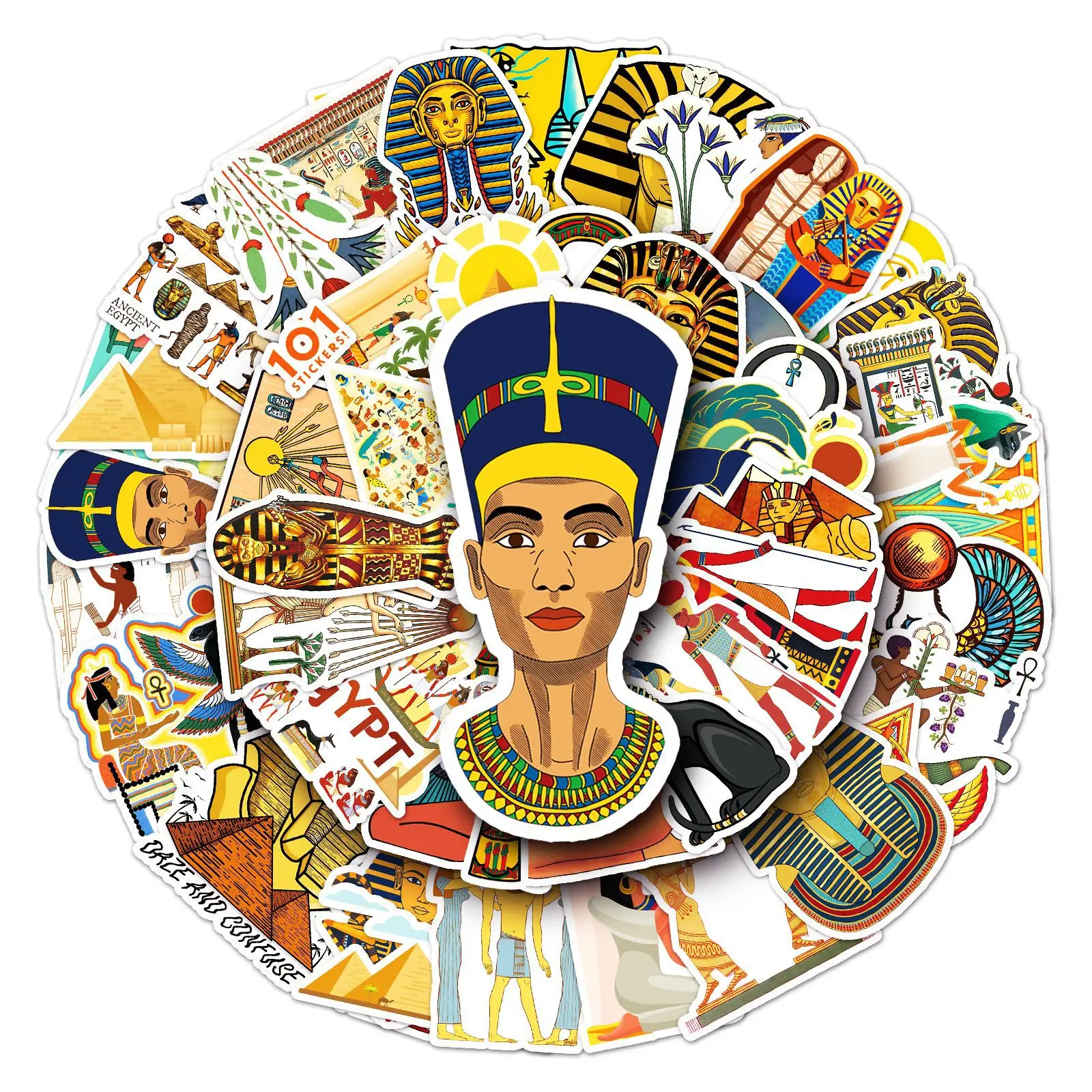 50pcs Cartoon Egypt Travel Mystery Pharaoh series graffiti stickers suitable for helmet desktop wall decoration DIY stickers