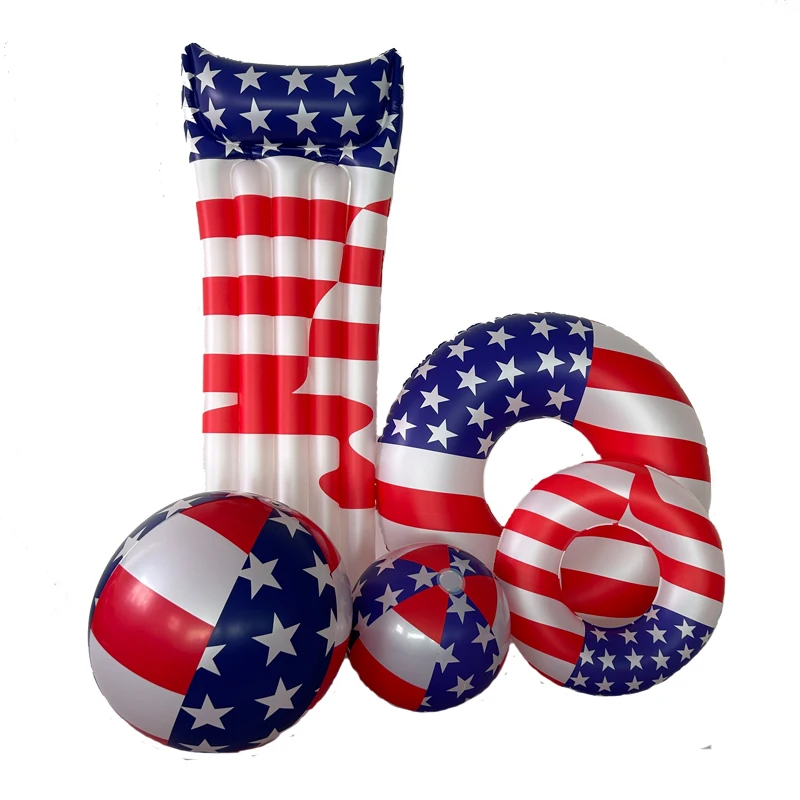 Inflatable Pool Floats American Flag Floaties Water Fun Summer Beach Swimming USA Pool Float Party Toys for Family Fun Games