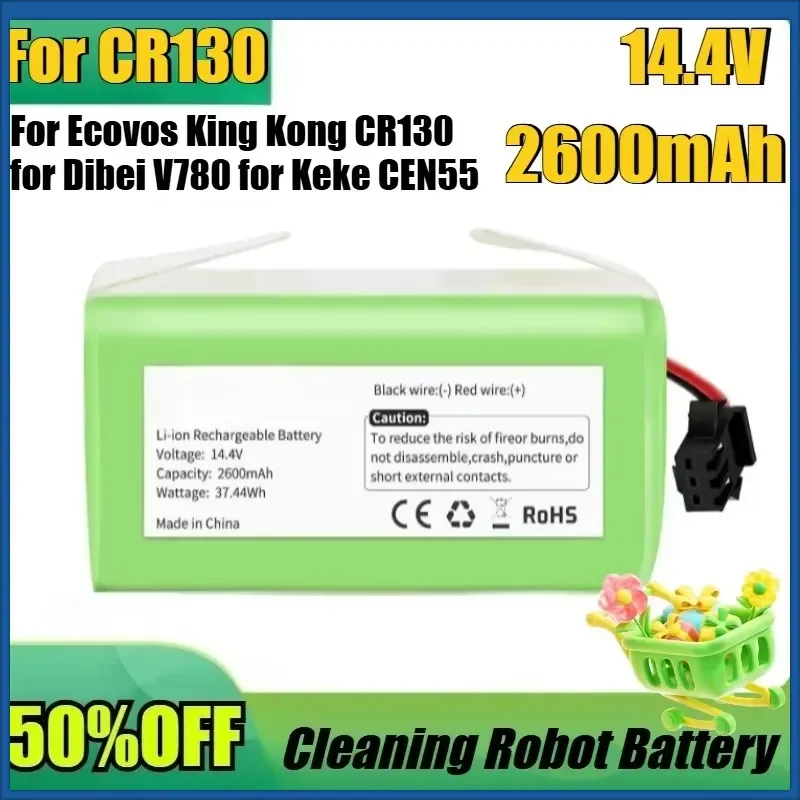 Nueva Batería de Litio de 14.4V 2600mAh para Ecovos King Kong CR130, para Dibei V780, para Keke CEN55, Robot de Limpieza de Pisos