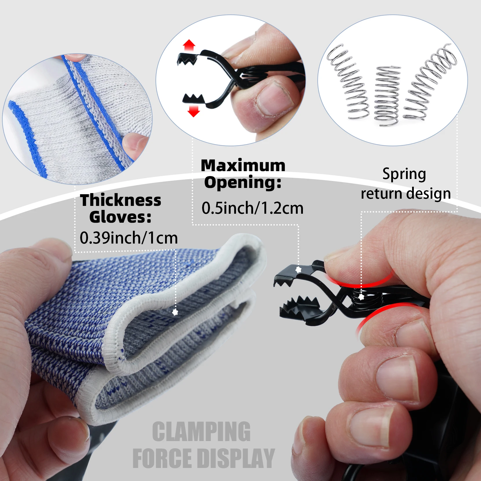 MELOTOUGH Metal Glove Clip Hevya Duty Glove Clips for Work Glove Holders Safety Glove Clip with 2 Alligator Clip for Pants