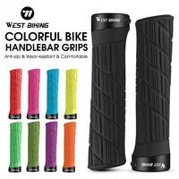 WEST BIKING-empuñaduras de goma suave para bicicleta de montaña, cubierta de manillar antideslizante a prueba de golpes, de colores
