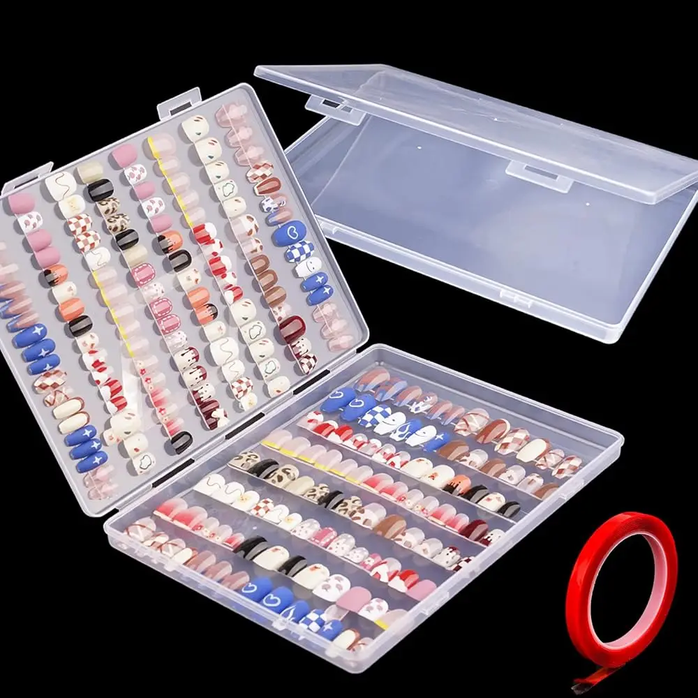

2PCS Press on Nail Organizer, Clear Press on Nail Storage Box Acrylic Nail Art Display Packaging Box Fake Nail Storage Case w