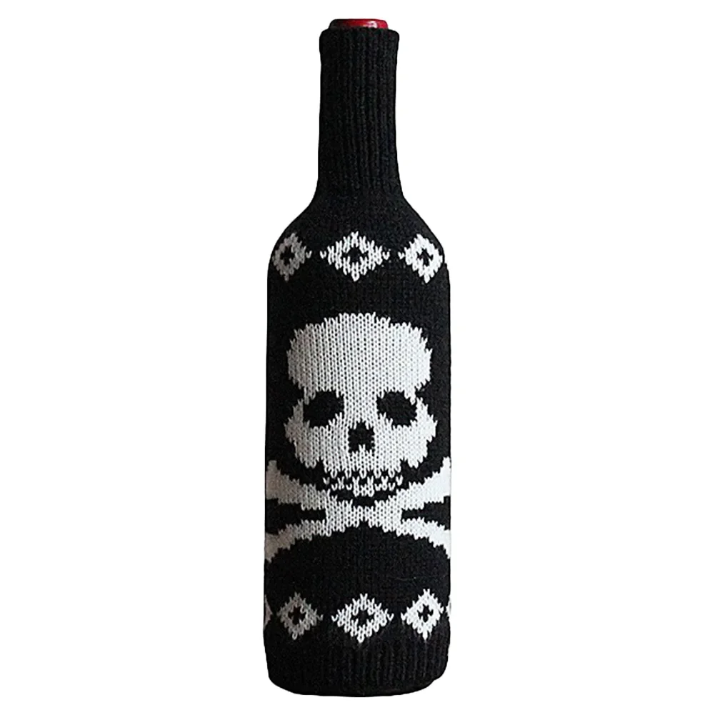 

5pcs Halloween Wine Bottle Cover Knitted Reusable Champagne Wine Bottle Bag Table Decor Supplies Happy Helloween Party Decor