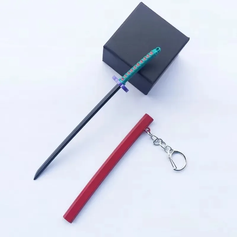 17cm Demon Slayer Sword Keychains Mini Katana Samurai Key Chain Anime Figure Tanjiro Sword Model Pendant Decoration Toy Gift view 6