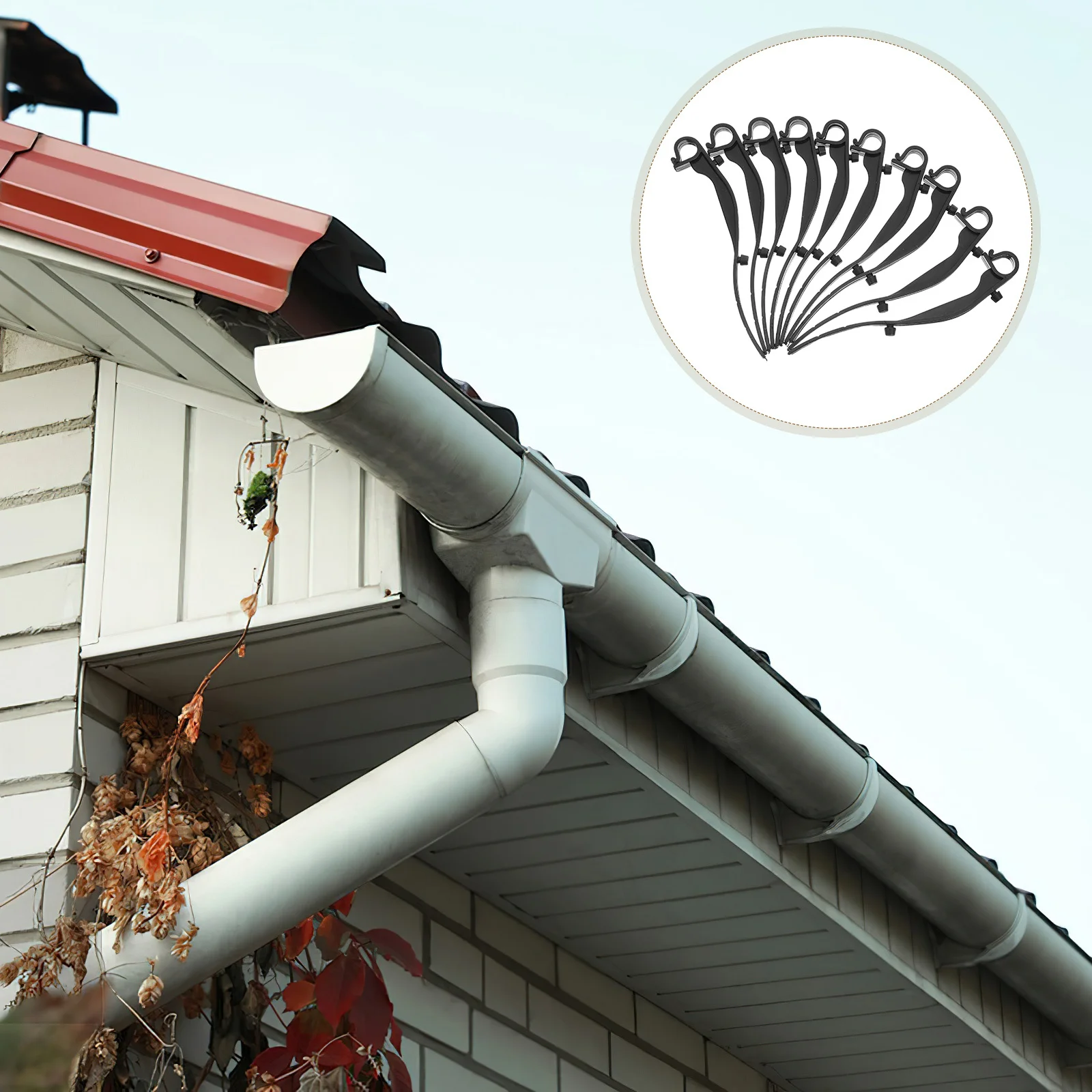 

50Pcs Black Plastic Gutter Guard Clips Windproof Mesh Fasteners Leaf Screen Clips Gutter Installation Fixings Flat Roof Use