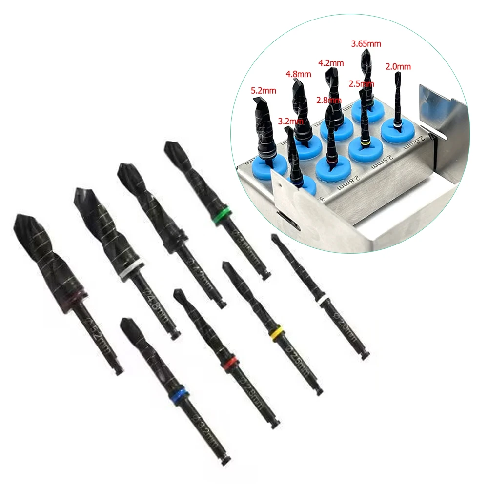 

8 Piece Dental Implant Drills Kit Titanium Coated Lance Pilot Drills Maxillary Sinus Lift Surgical Tools Dentist Equipment