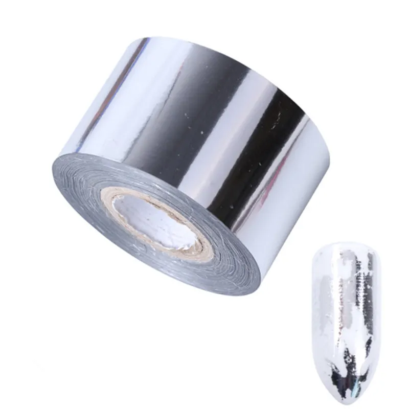 1 rolle Silber Gold Nagel Folie Metall Wirkung Starry Folie Papier Transfer Aufkleber Maniküre Nagel Dekorationen 4cm * 120m Band