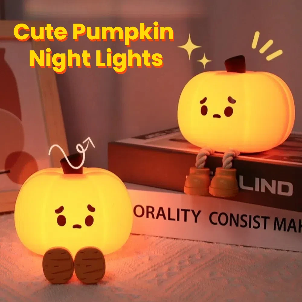 

Soft Cute Pumpkin Night Lights Timing Dimmable Silicone LED Lamp Bedroom Decorations Rechargeable Bedside Light Children Gifts