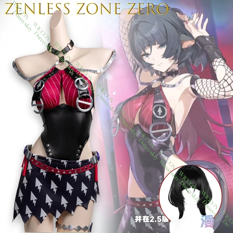 Disfraz de Cosplay de Zenless Zone Zero Jane Doe Elegy Of Radiant Melody, Atuendo Sexy de Anime para Mujer, Tela Metálica Morada y Plateada Detallada