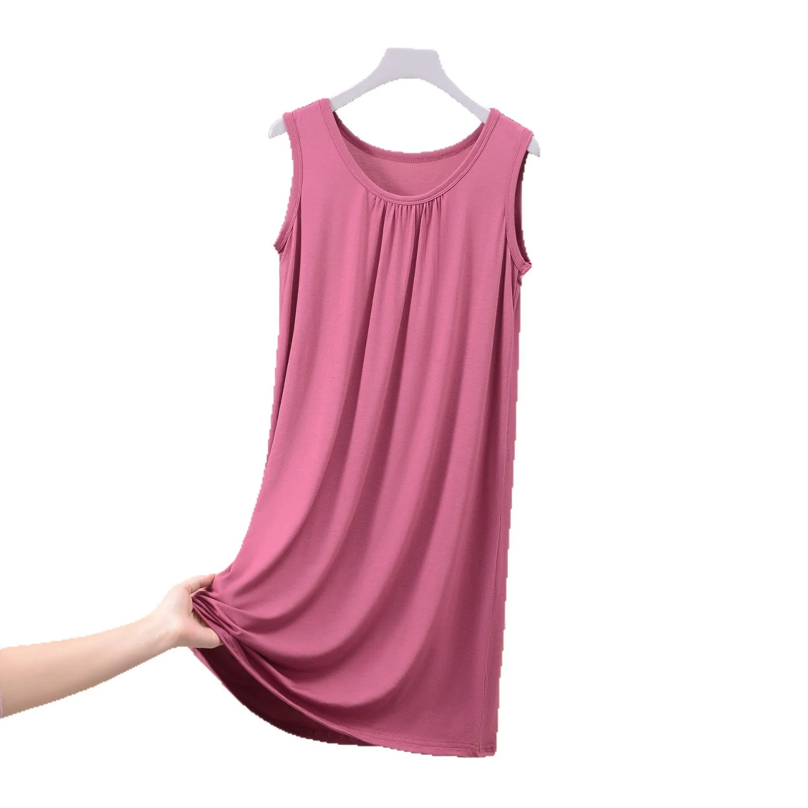 Camisón sin mangas de Modal de talla grande XL a 8XL, vestido sin mangas de verano para mujer, camisola holgada, vestidos cómodos