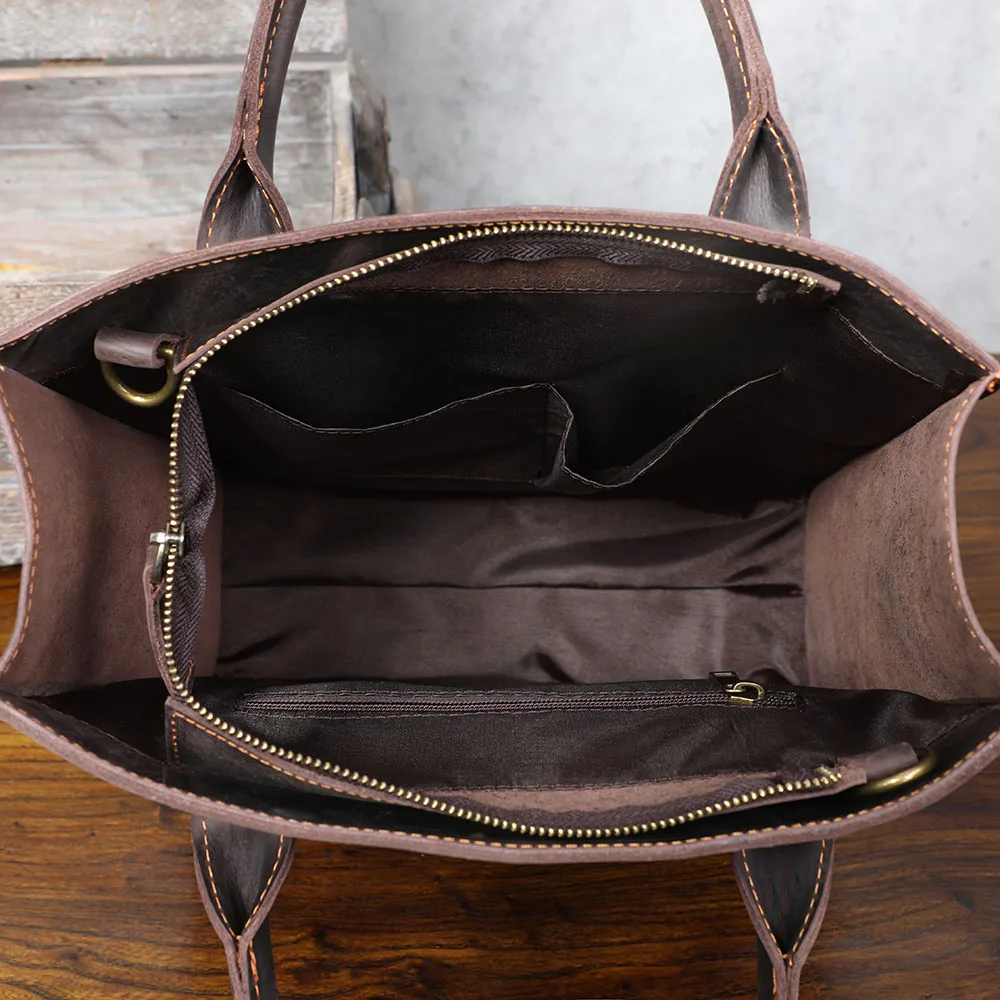 S.WORKER Echtleder-Aktentasche für Herren | Vintage-Bürohandtasche aus Vollnarbenleder für Laptops – Detail 22
