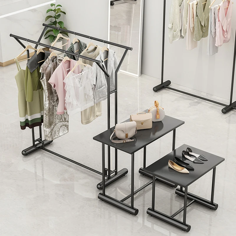

Clothing store display rack, black double-row Nakajima Shuitai women's clothing store Nakajima Taiwan clothing hanger floor-to-c