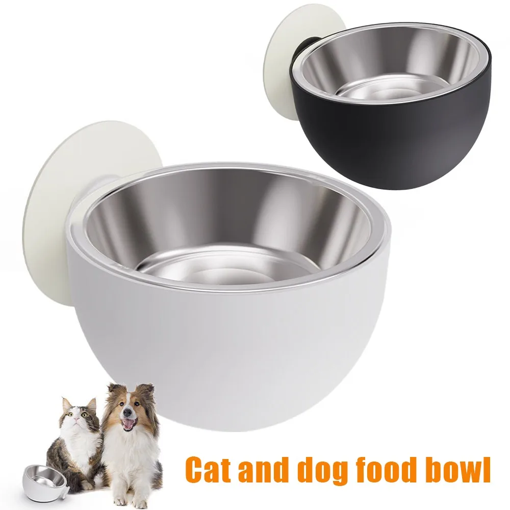 1 Pcs Magnetic Wall Mount Stainless Steel Dog Bowls Anti Spill Pet Food Dishes Elevated Cat Bowl Dishwasher Safe Rustproof