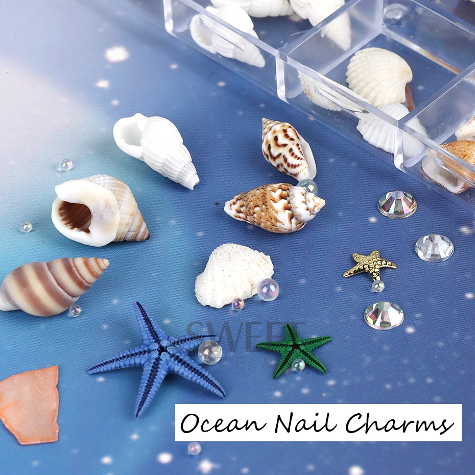 Ocean Series Nail Art Rhinestones Shell Starfish Conch Sea Design Beach Decoration DIY Charm Jewelry Manicure Accessories Parts