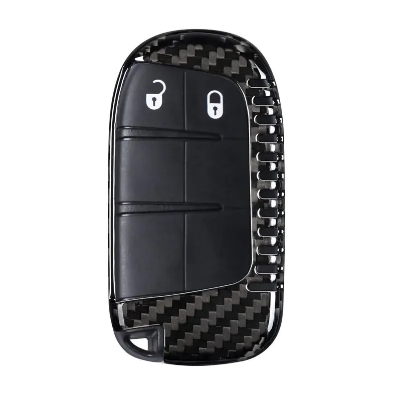 

Carbon Fiber Key Fob Cover Case Protector For Jeep Cherokee Grand Cherokee Dodge RAM Durango Challenger Renegade Chrysler