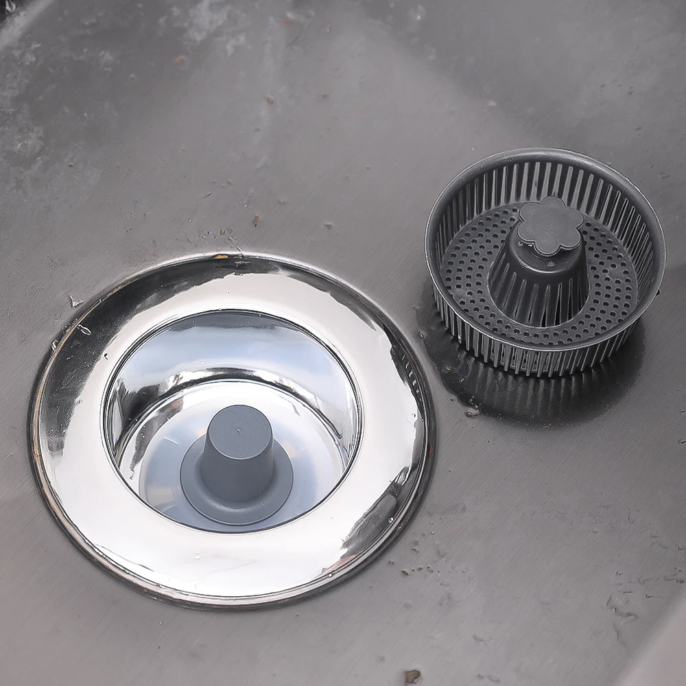 Kitchen Sink Filter 3 in 1 Pop Up Core Detachable Strainer Drain Basket Anti-clogging Sink Stopper Plug Kitchen Waste Collector