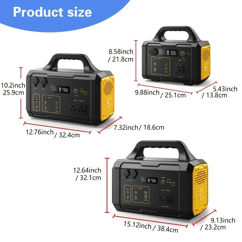 Solar Power Station - Portable Generator with AC Outlet, 2 DC & 3 USB Ports, Rechargeable Battery for Camping, Emergency