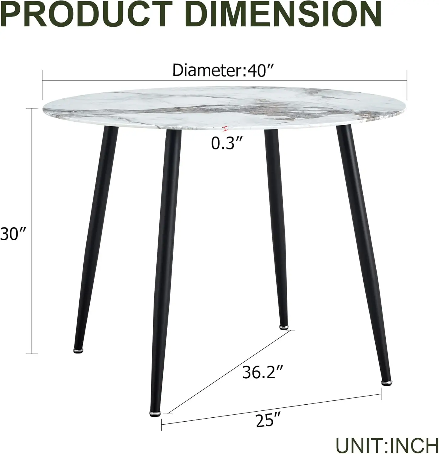 Round Dining Table Modern Circular 40