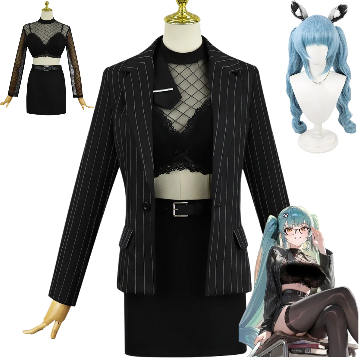 

Game Privaty Cosplay Costume Privaty Strict Discipline Black Teacher Work Clothes JK Uniform Woman Sexy Carnival Party Suit
