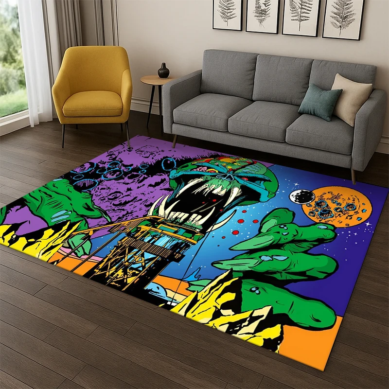 3D I-Iron Maiden Metal Band Carpet Rug for Playroom Bedroom Living Room Sofa Home Decor,kid Game Area Rug Non-slip Floor Mat