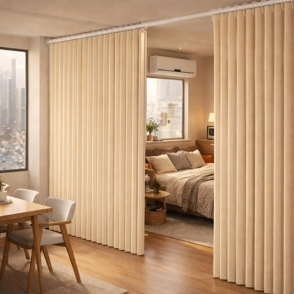 Foldable Room Divider Curtain Waterproof Moisture Proof Dry Wet Barrier Block Steam with Hooks for Bathroom Doorway Laundry Base