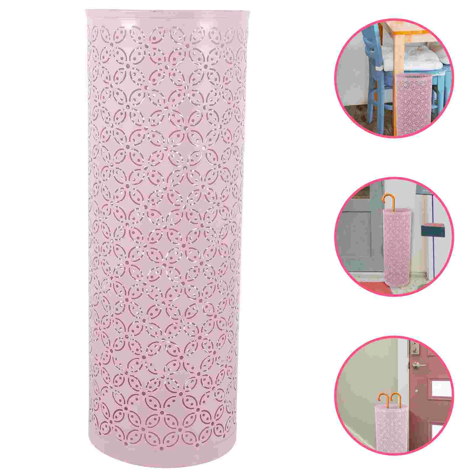 

Trash Bin Umbrella Storage Bucket Stand for Fold Space-saving Holder Classroom Pink Entryway Elder