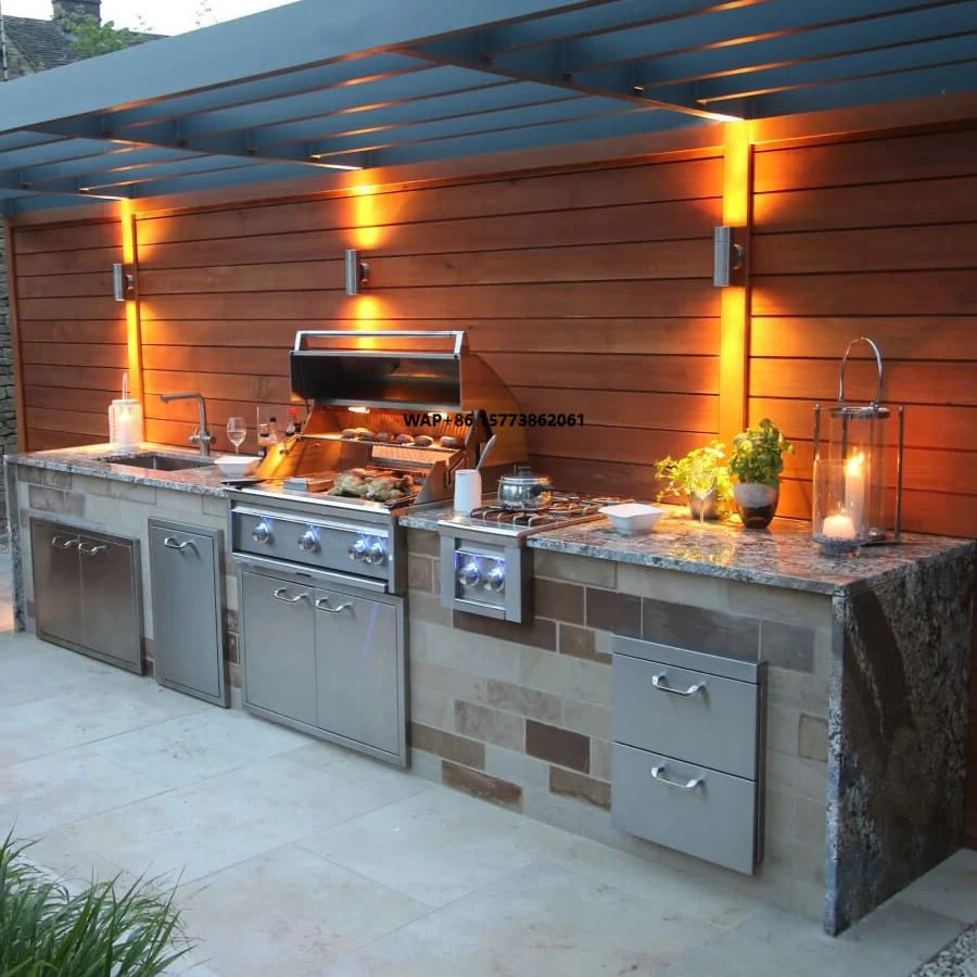 Waterproof  Outdoor Kitchen Cabinet Outdoor BBQ Grill 304 Stainless Steel BBQ Island