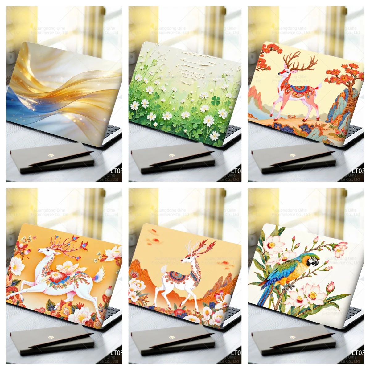 

Fresh Floral & Cute Animal Themed Laptop Decals, Self-Adhesive PVC Decorative Stickers