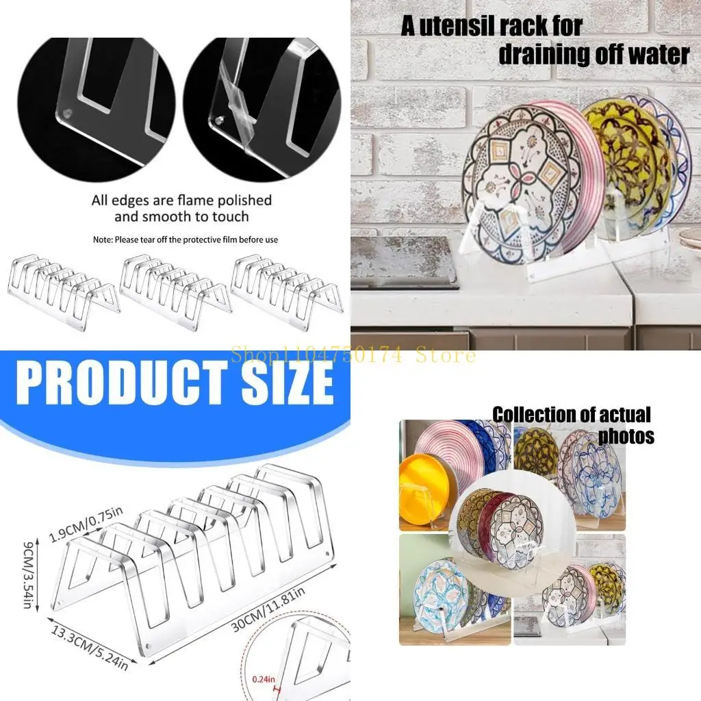 Elegant Dinnerware Display Stand Acrylic Plate Holder With 6 Slots Setting Plate Rack For Showcasing Dinnerware top sale
