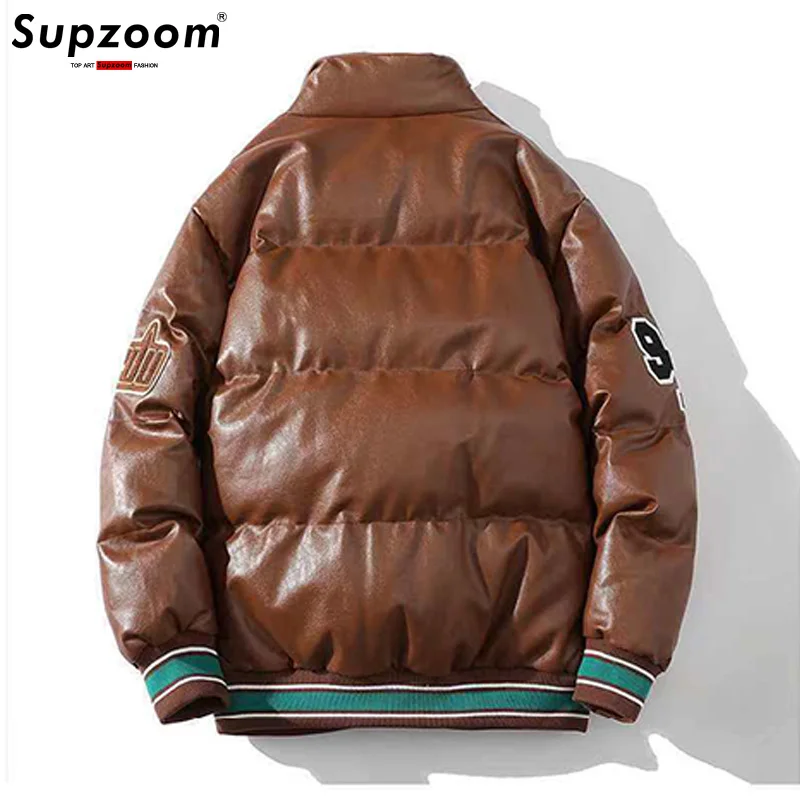 Supzoom New Arrival Autumn And Winter Pu Zipper Embroidery Top Fashion Loose Casual Cotton-padded Jackets Men Coats