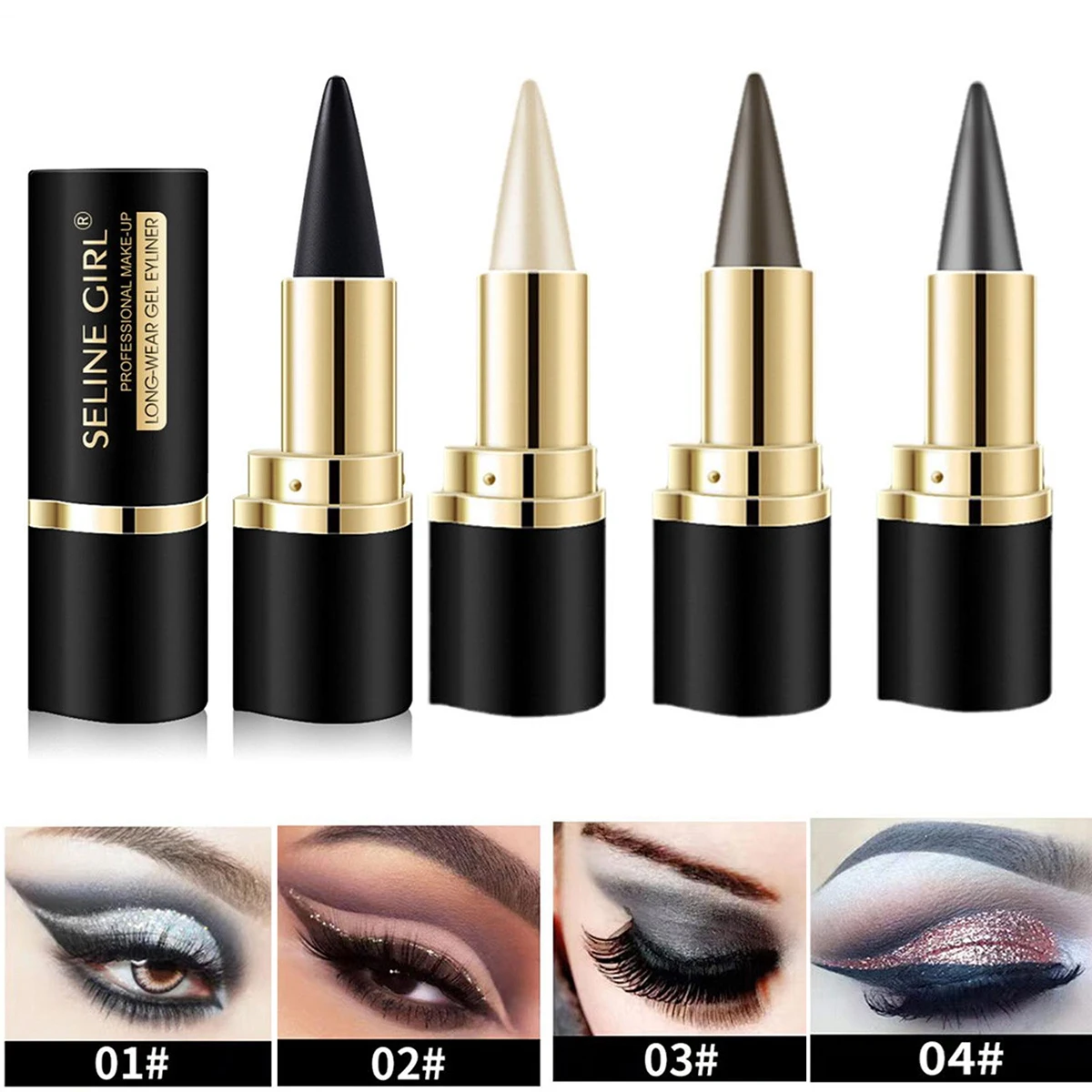 Black Gel Eyeliner Quick Drying Waterproof & Smudge-proof All Day Liquid Eyeliner Pencil Halloween Natural Eye Makeup for Women