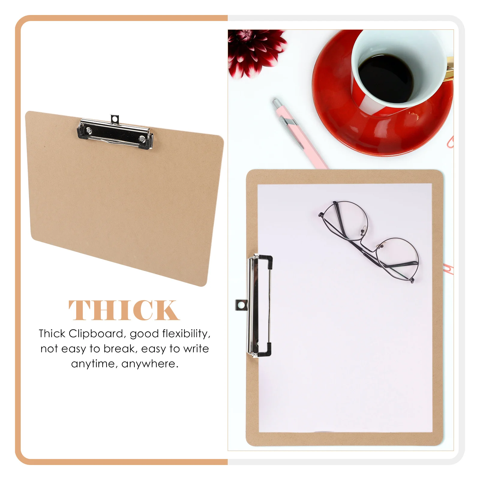 2Pcs Portable Clipboard Thickened Writing Board Office Document Clip Sturdy File Organizer Multifunctional Data Storage Writing