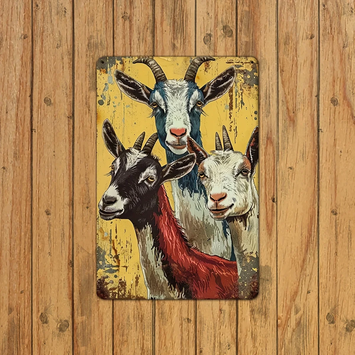 1 peça de cartel metálico vintage com design de cabra, arte de parede rústica estilo fazenda, placa decorativa suspensa para i