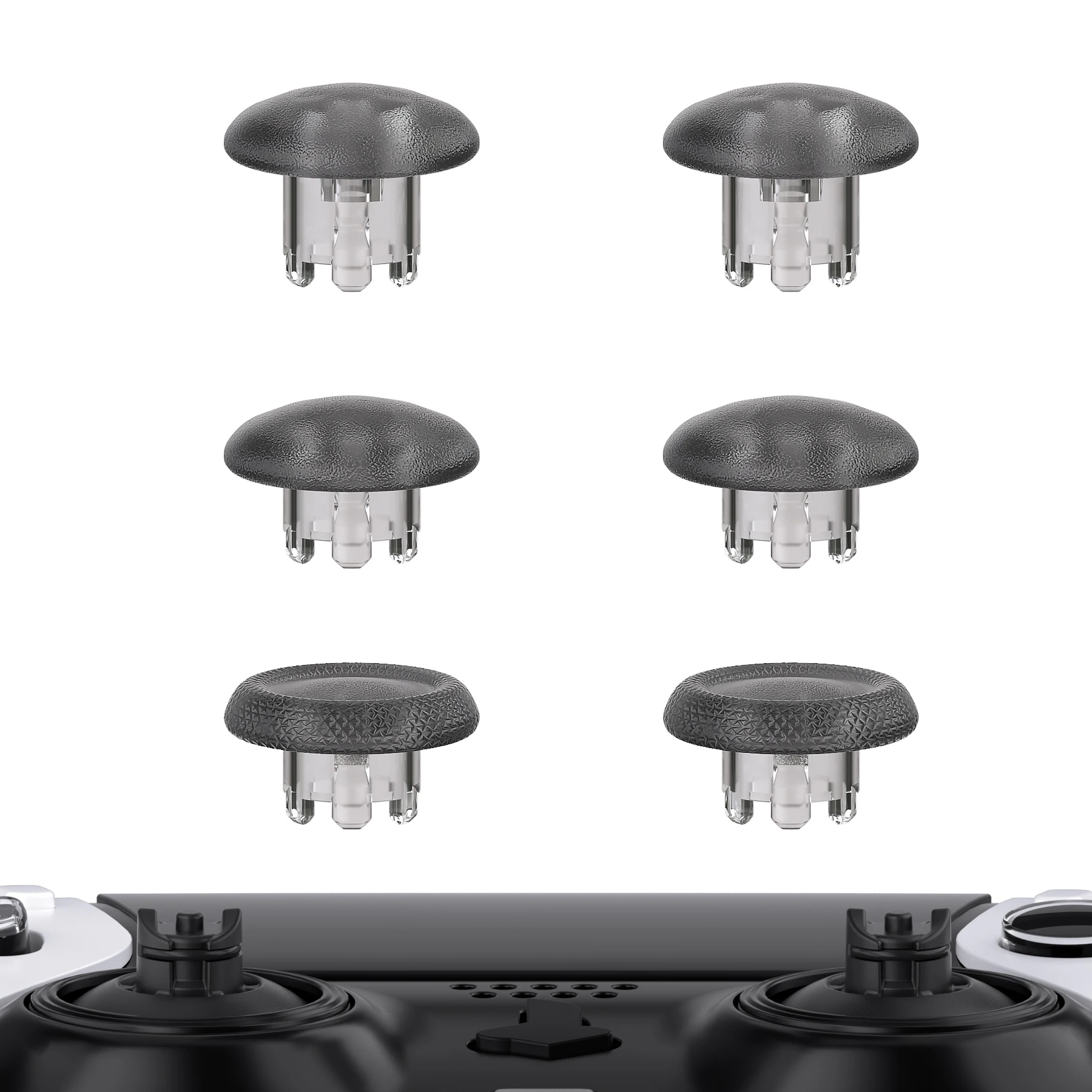 EXtremeRate-substituição thumbsticks para PS5 Borda Controlador, analógico Stick Joystick Botões, Clear Preto