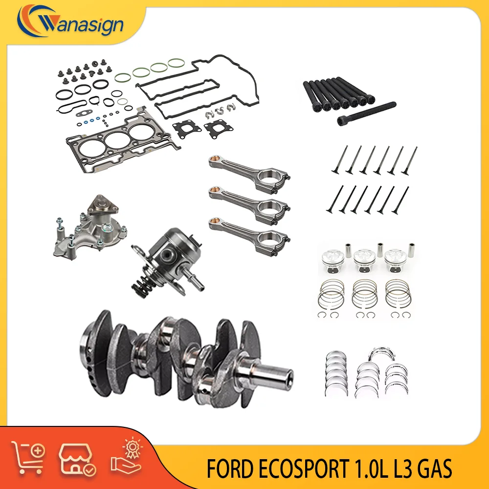 Kit de reconstrução de revisão de peças de motor automotivo, kit de virabrequim de bomba de água e óleo para ford focus m1da 1.0l l3 1.0 l t gasolina 2012-2024