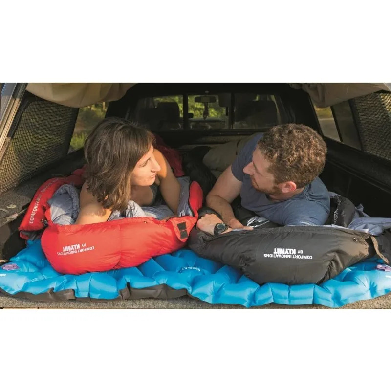 وسادة نوم قابلة للنفخ مزدوجة على شكل حرف V من KLYMIT |   مرتبة سرير هوائي سميكة وخفيفة الوزن وسهلة النفخ وقابلة للطي للتخييم وحقيبة الظهر