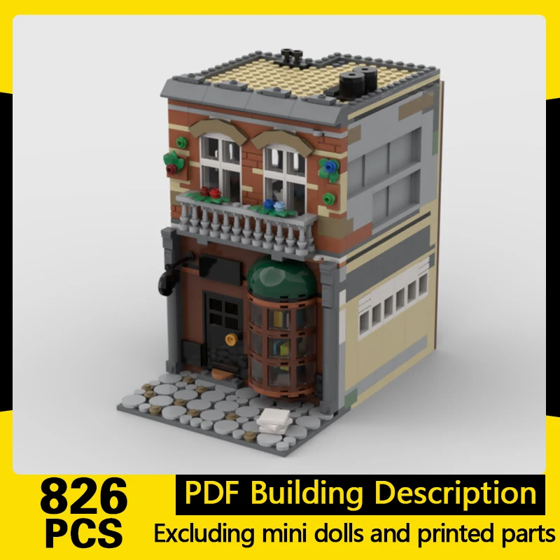 City Street View Model MOC Building Bricks Vintage Book Shop Modular Technology Gifts Holiday Assemble Children Toys Suit
