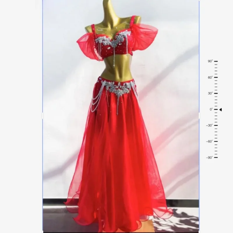 customized Belly dance performance costume for women 2024 new diamond studded bra long skirt set Eastern dance wzy020