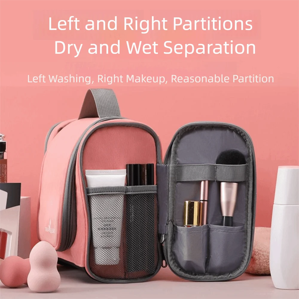 

Waterproof Women's Makeup Bag Dustproof with Hook Hanging Travel Toiletry Bag Portable Foldable Travel Cosmetic Pouch