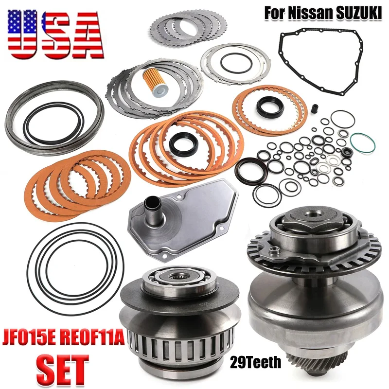 JF015E RE0F11A CVT Transmission Master Rebuild Kit & Pulley Set With Belt/Chain 29 Tooth 901068 901072 For Nissan CVT Suzuki Mitsubishi JF015 Gearbox Drive And Driven Pulley 31214-3JX9A Transmission Pulley Set Chain Belt