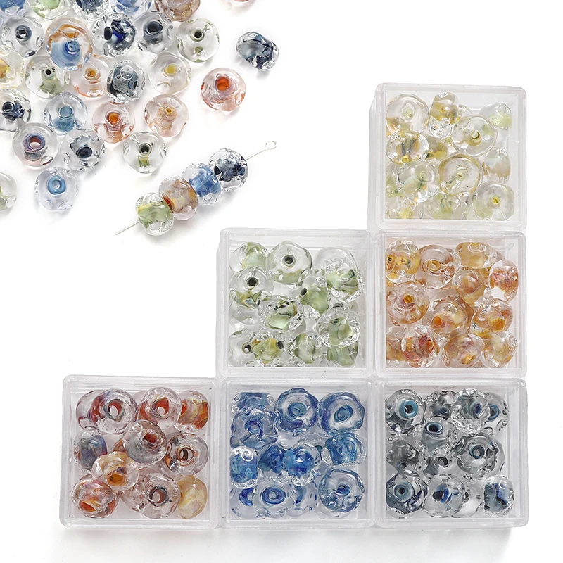 

12x7mm Glass Decorative Beads Water Ripple Pattern Small Glass Beads For DIY Making Jewelry Craft Bracelets Necklaces Earrings