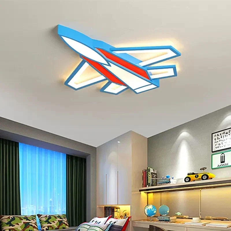 

New Cartoon Creative Aircraft ceiling lamp Boys'Bedroom Children's Room Lamp Modern Simple Color Fighter LED ceiling lamp