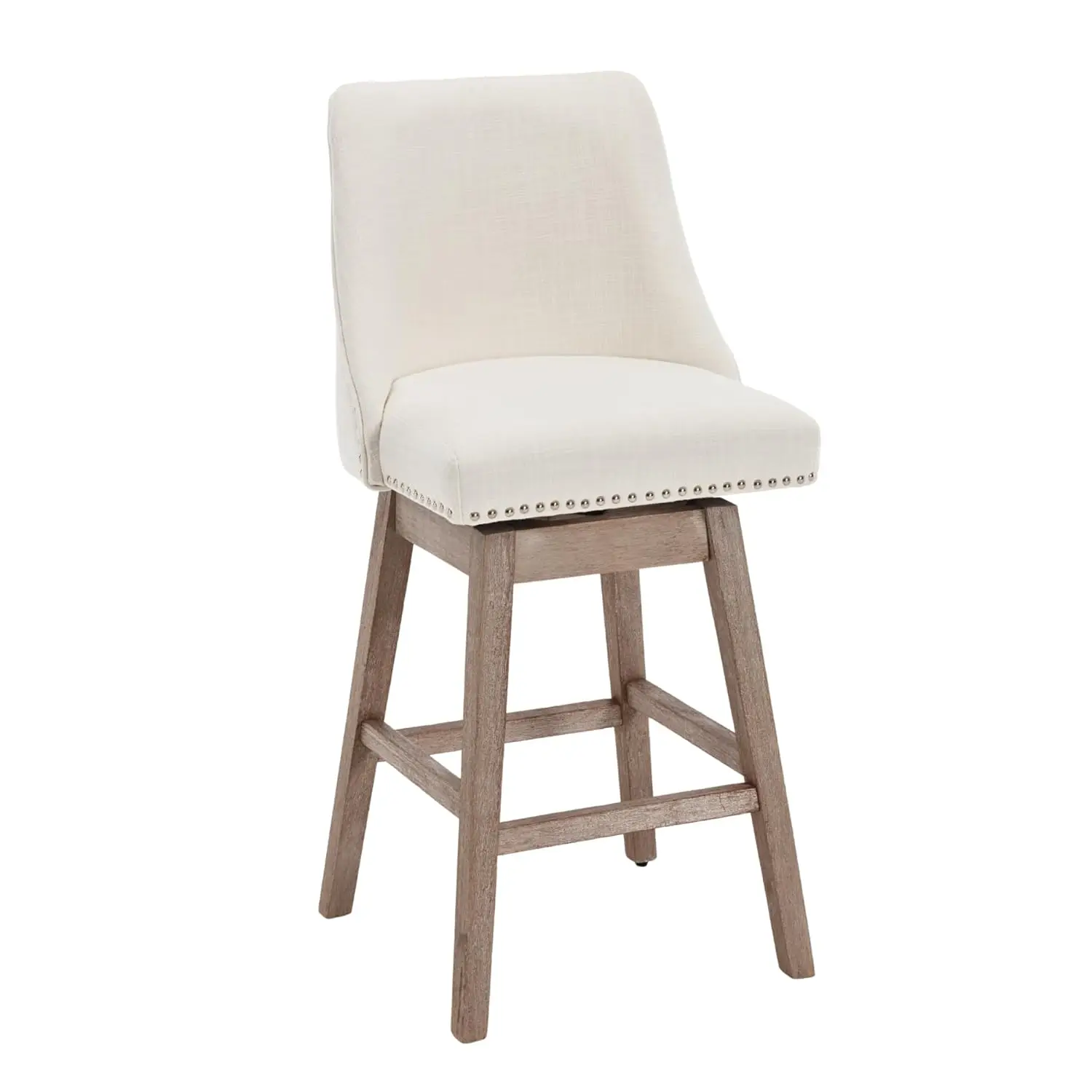 

Counter Height 27" Swivel Barstool Wood Legs Linen Upholstered Comfy Mid-Century Modern Home Bar Kitchen Island, Customized